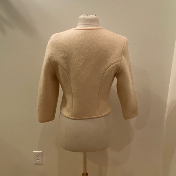 Geiger Womens Knit Cream Knit Blazer / Jacket w Crew Neck and Silver Buttons /S - Picture 9 of 16